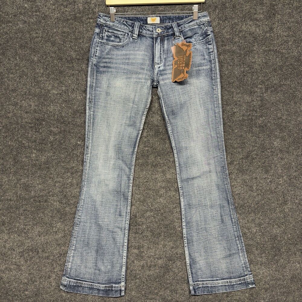 Antik Denim Low Rise Bootcut Flare Jeans Womens 31 Blue Faded Wash Y2K Cowgirl